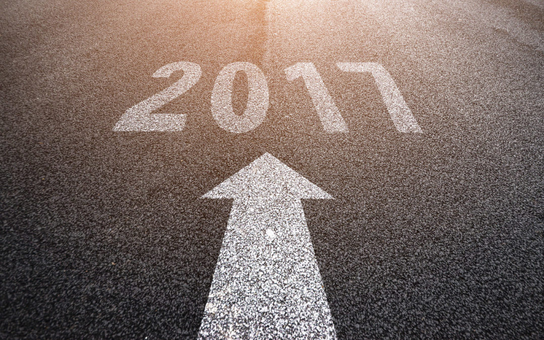 and arrow on the road pointing toward 2017